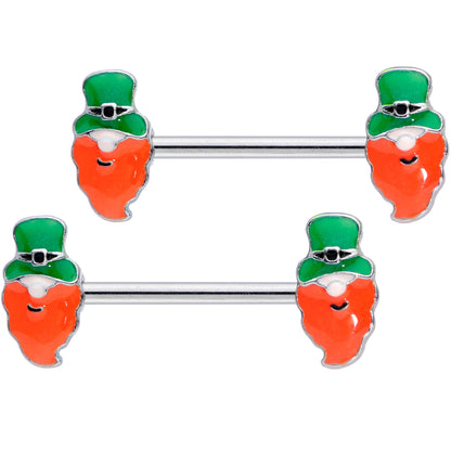 14G 9/16 Green Leprechaun St Patricks Day Nipple Ring Set of 4