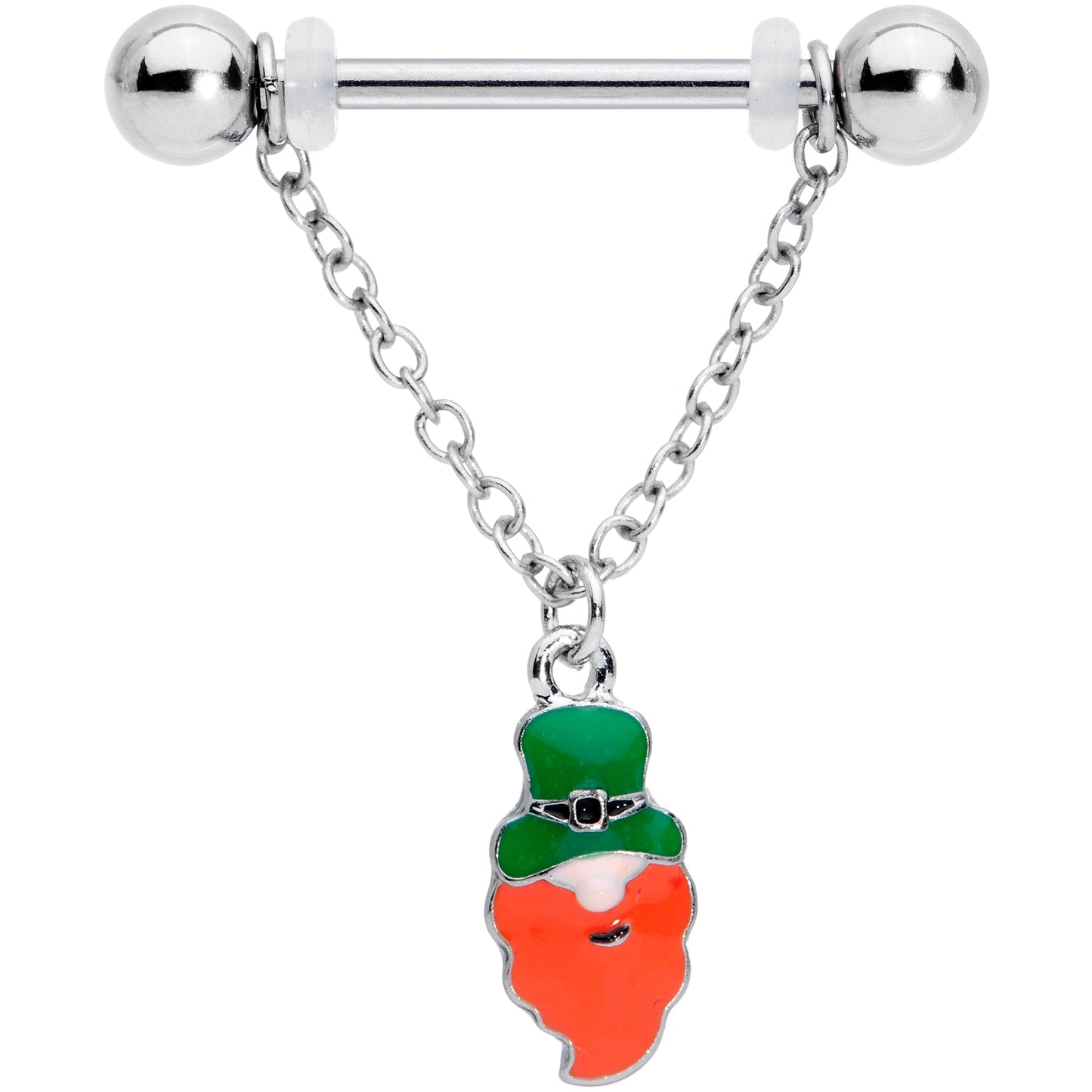 14G 9/16 Green Leprechaun St Patricks Day Dangle Nipple Ring Set