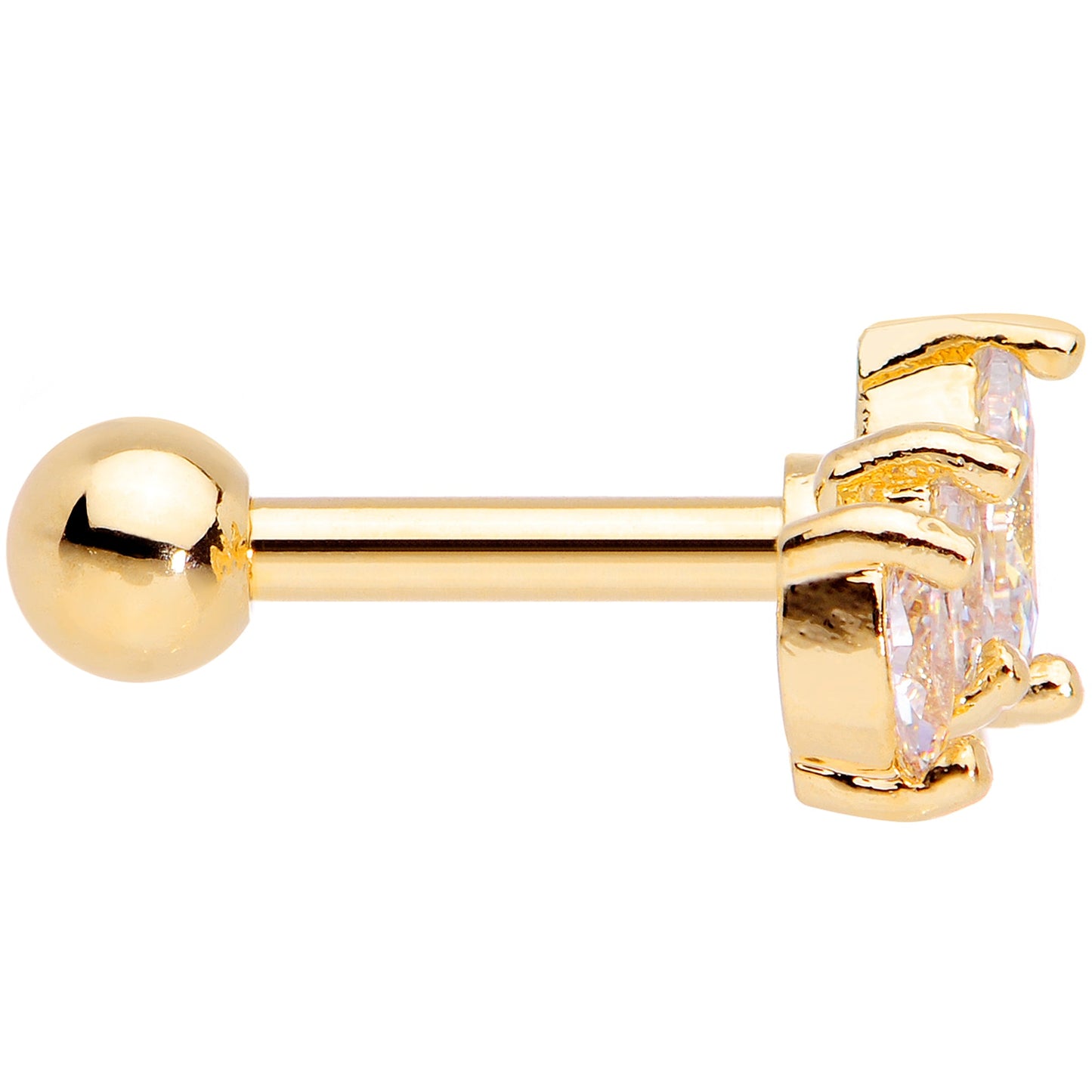 16G 1/4 Clear CZ Gem Gold Tone Crown Cartilage Tragus Earring