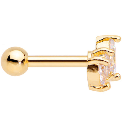 16G 1/4 Clear CZ Gem Gold Tone Crown Cartilage Tragus Earring