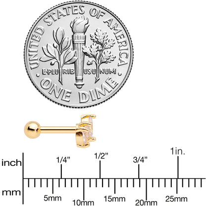 16G 1/4 Clear CZ Gem Gold Tone Crown Cartilage Tragus Earring