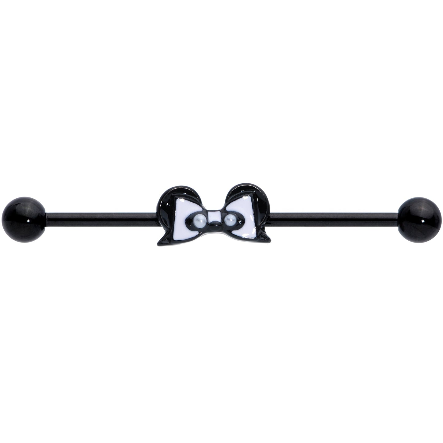 14G Black Bow Panda Bear Industrial Barbell 38mm