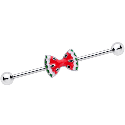 14G Red Sweet Summer Watermelon Bow Industrial Barbell 38mm