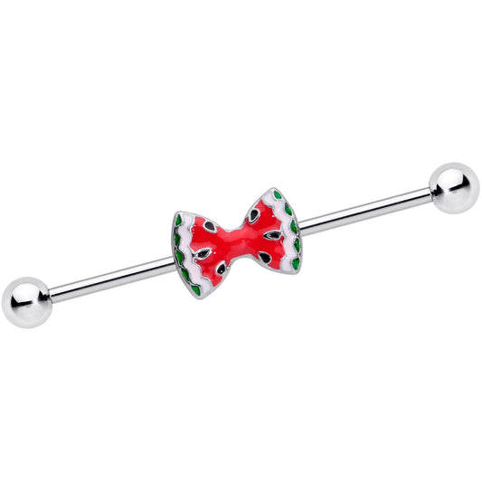 14G Red Sweet Summer Watermelon Bow Industrial Barbell 38mm