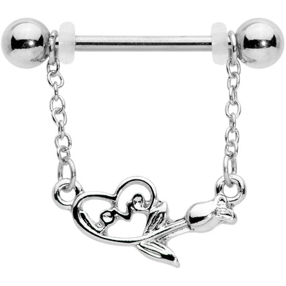 14G 11/16 Love Rose Dangle Nipple Ring Set