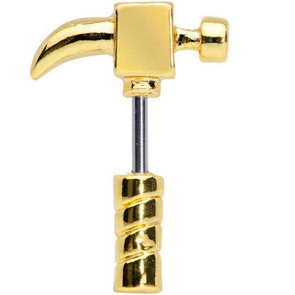 16G 1/4 Gold Tone Claw Hammer Cartilage Earring