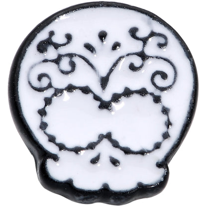 16G 1/4 Black White Calavera Sugar Skull Cartilage Tragus
