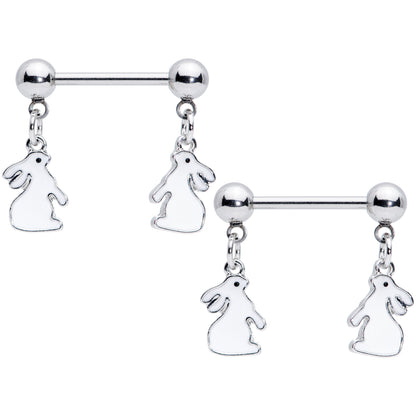 14G 9/16 Glow in the Dark Easter Bunny Dangle Nipple Ring Set