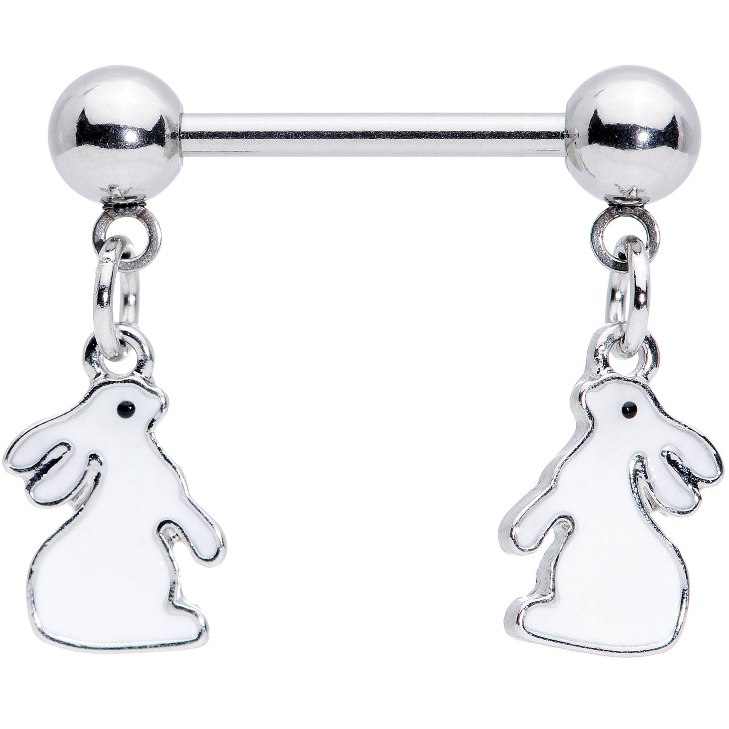 14G 9/16 Glow in the Dark Easter Bunny Dangle Nipple Ring Set