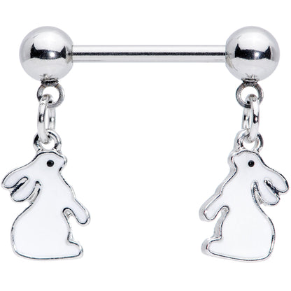 14G 9/16 Glow in the Dark Easter Bunny Dangle Nipple Ring Set