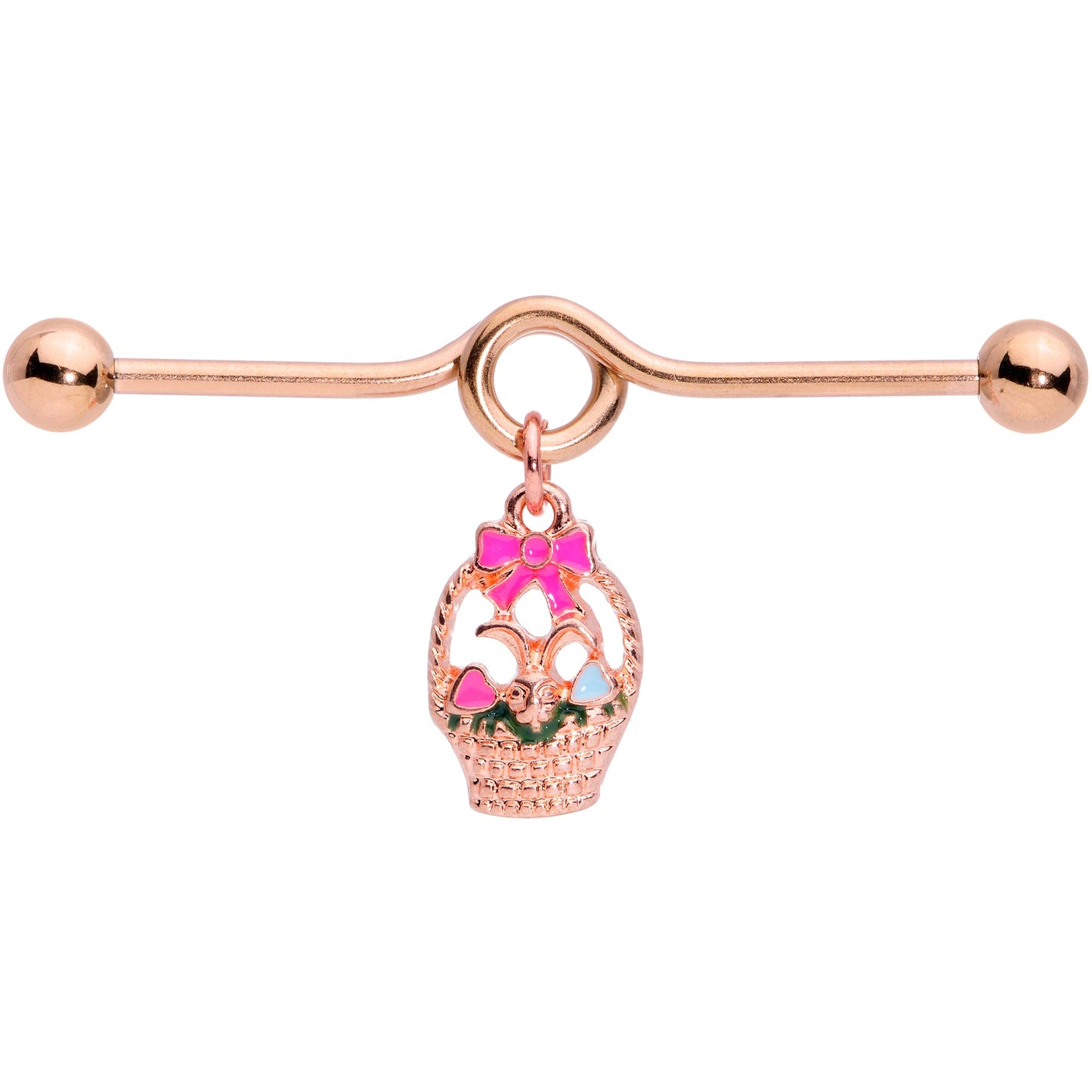 14G Rose Gold Tone Easter Basket Dangle Project Bar 38mm