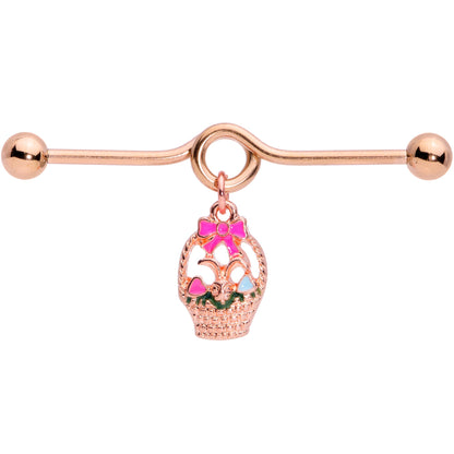 14G Rose Gold Tone Easter Basket Dangle Project Bar 38mm