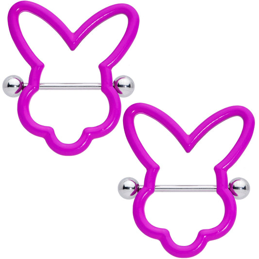 14G 9/16 Pink Glow in the Dark Easter Bunny Nipple Shield Set