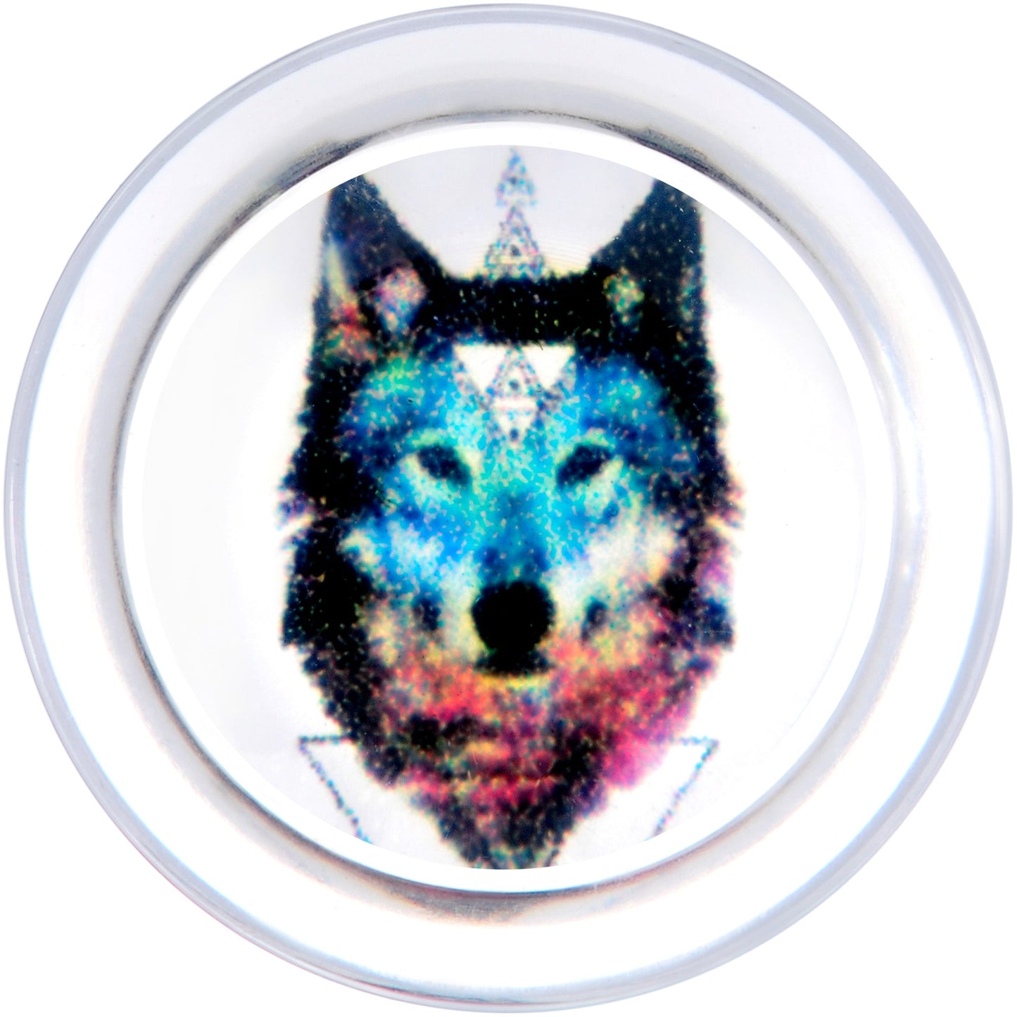 Clear Blue Brown Wolf Acrylic Saddle Plug Set