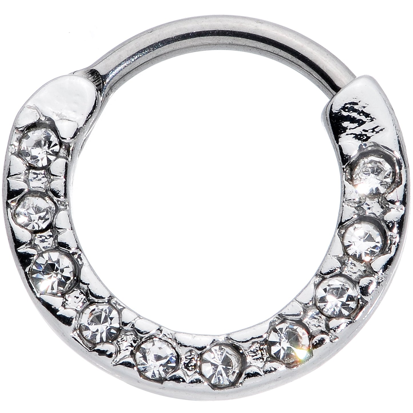16G 5/16 Clear CZ Gem Grade 23 Titanium Total Glam Septum Clicker