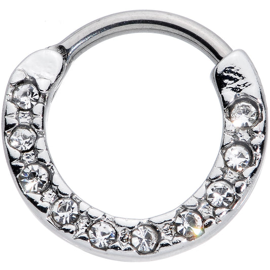 16G 5/16 Clear CZ Gem Grade 23 Titanium Total Glam Septum Clicker