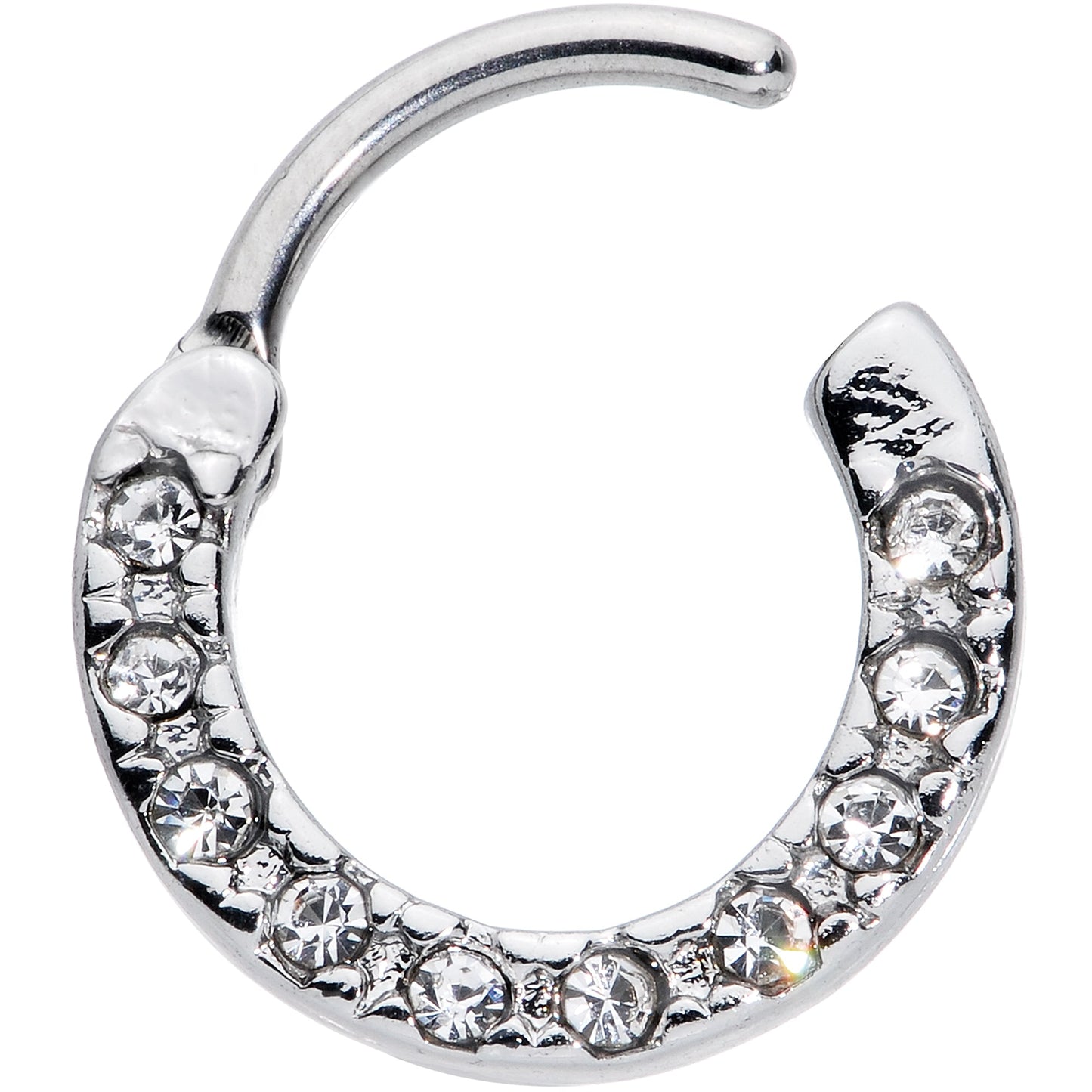 16G 5/16 Clear CZ Gem Grade 23 Titanium Total Glam Septum Clicker