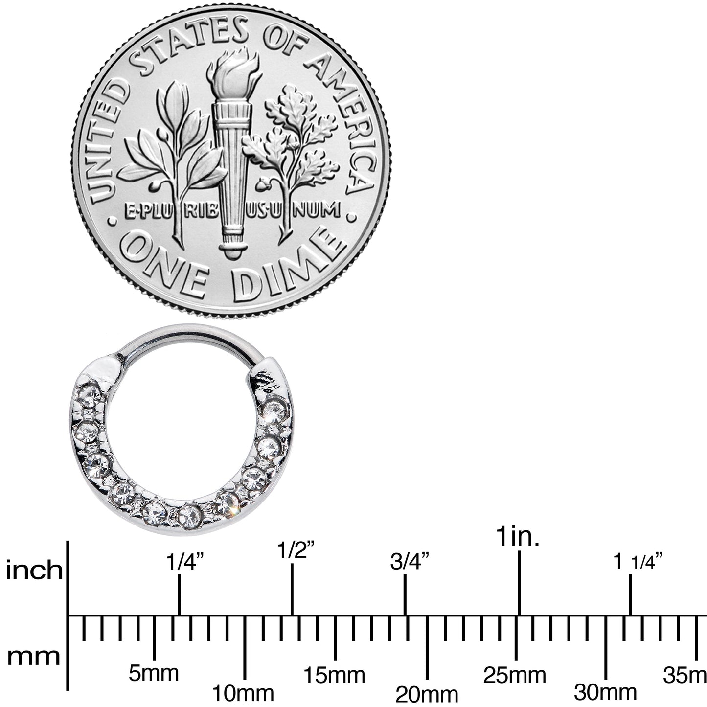 16G 5/16 Clear CZ Gem Grade 23 Titanium Total Glam Septum Clicker