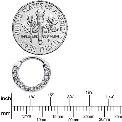 16G 5/16 Clear CZ Gem Grade 23 Titanium Total Glam Septum Clicker