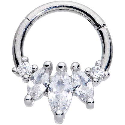 16G 5/16 Clear CZ Gem Circlet Hinged Segment Ring