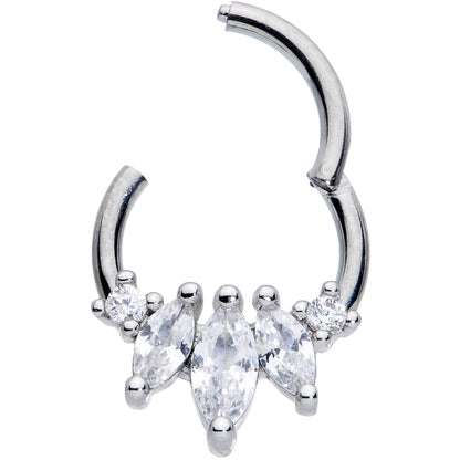 16G 5/16 Clear CZ Gem Circlet Hinged Segment Ring