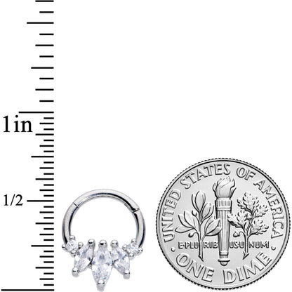 16G 5/16 Clear CZ Gem Circlet Hinged Segment Ring