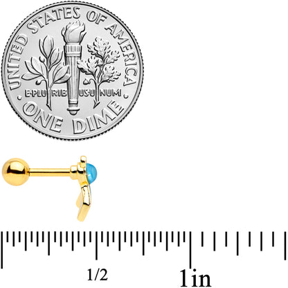 16G 1/4 Gold Tone Blue Green Mermaid Tail Cartilage Tragus