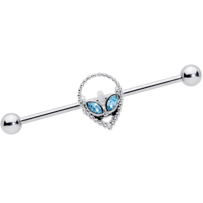 14G Aqua Gem Hollow Alien Industrial Barbell 38mm