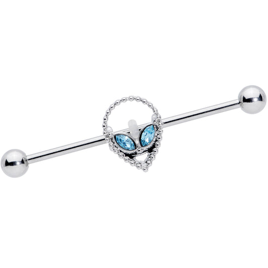 14G Aqua Gem Hollow Alien Industrial Barbell 38mm