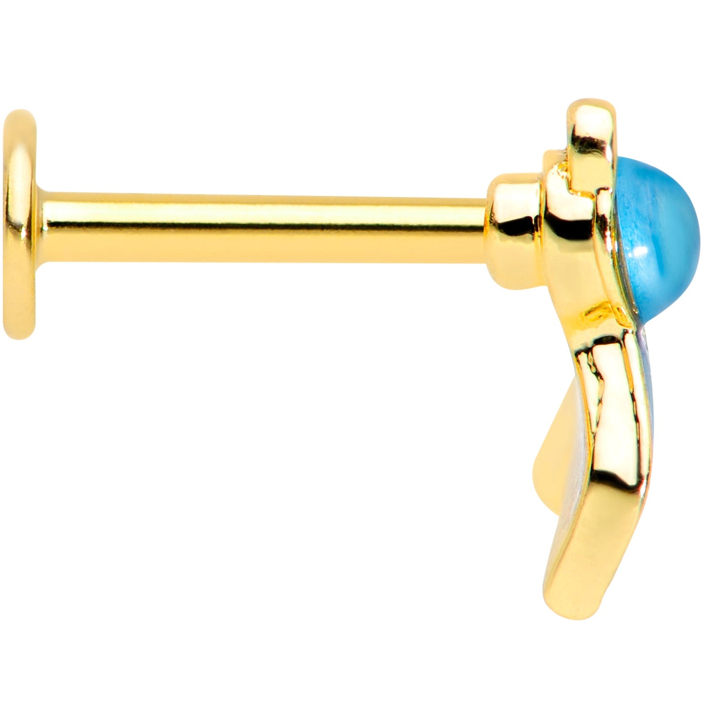 16G 5/16 Gold Tone Blue Green Mermaid Tail Labret Monroe Tragus