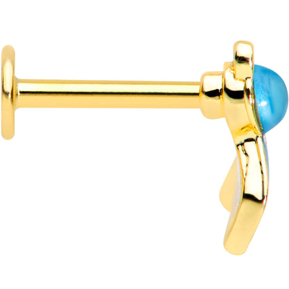 16G 5/16 Gold Tone Blue Green Mermaid Tail Labret Monroe Tragus