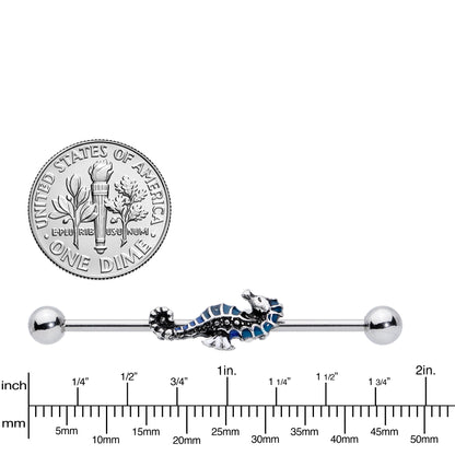 14G Nautical Seahorse Industrial Barbell 38mm