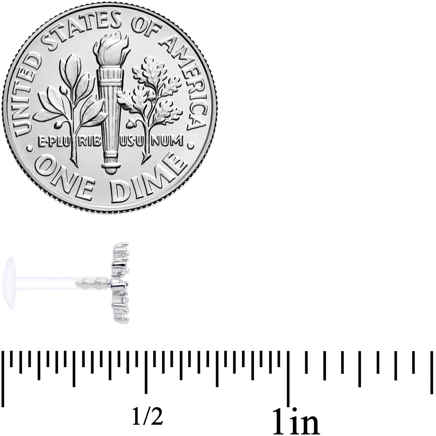 16G 5/16 Clear Gem Bioplast Curves Labret Monroe Tragus Set of 3