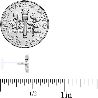 16G 5/16 Clear Gem Bioplast Curves Labret Monroe Tragus Set of 3