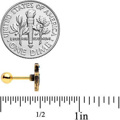 16G 1/4 Gold Tone Aqua Ornate Hamsa Hand Cartilage Tragus