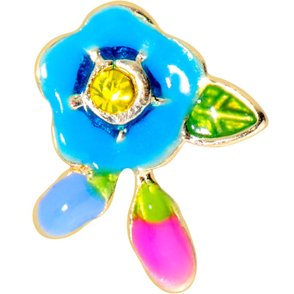 16G 5/16 Yellow Gem Gold Tone Neon Flower Labret Monroe Tragus