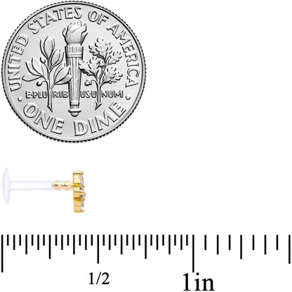 16G 5/16 Clear CZ Gem Gold Tone Geometric Labret Tragus Set of 3