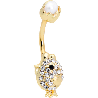 Clear Gem Gold Tone Egg Chick Belly Ring