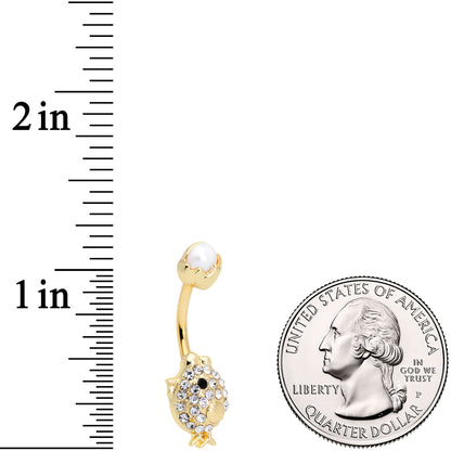Clear Gem Gold Tone Egg Chick Belly Ring