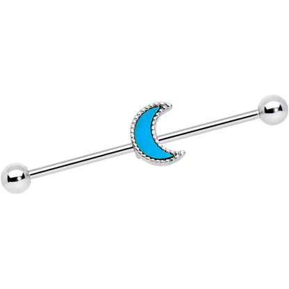 14G  Faux Turquoise Crescent Moon Industrial Barbell 38mm