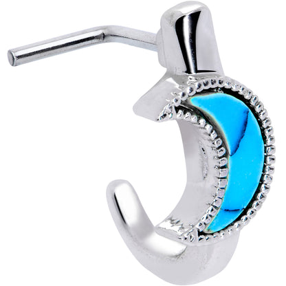 20G 5/16 Faux Turquoise Crescent Moon Faux Hoop L Shape Nose Ring