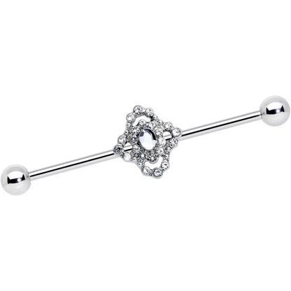 14G Clear Gem Baroque Cross Industrial Barbell 38mm