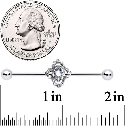 14G Clear Gem Baroque Cross Industrial Barbell 38mm