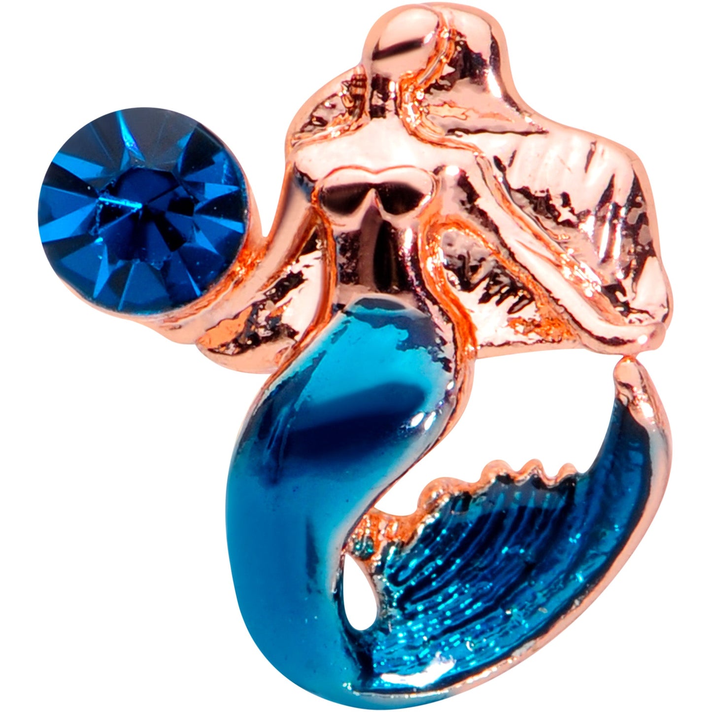 16G 1/4 Aqua Gem Rose Gold Tone Mermaid Cartilage Tragus