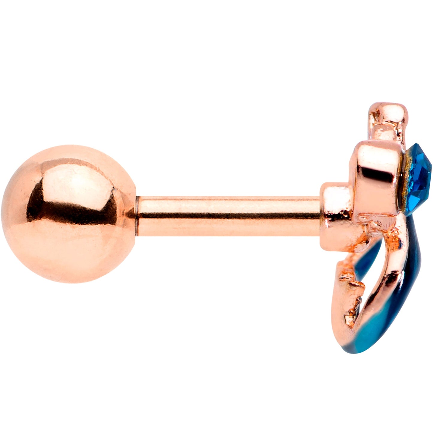 16G 1/4 Aqua Gem Rose Gold Tone Mermaid Cartilage Tragus