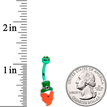 Clear Gem Green Leprechaun Saint Patricks Day Belly Ring Set of 2