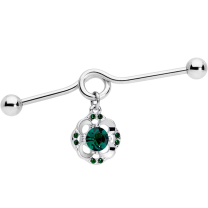 14G Green Gem Classic Clover Dangle Project Bar 38mm