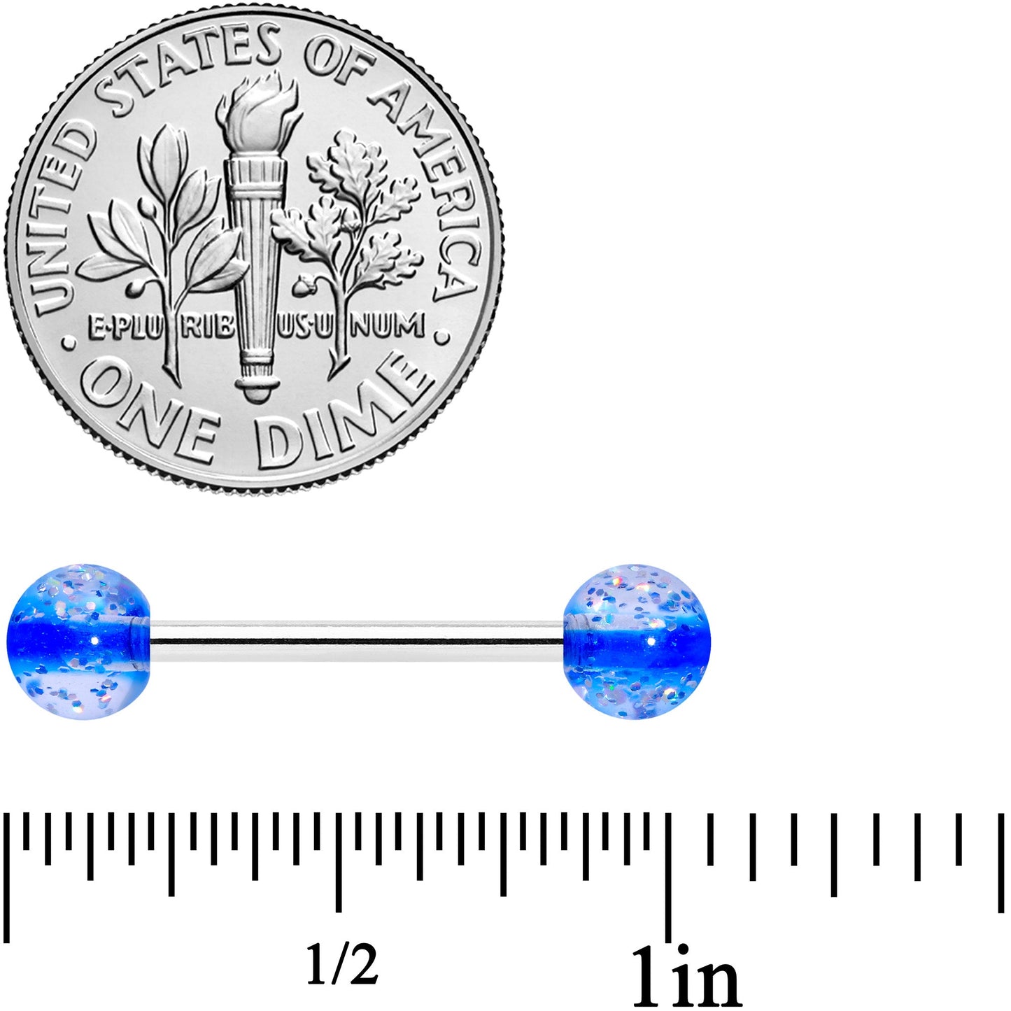 Blue Clear UV Glow Acrylic Ball Barbell Tongue Ring