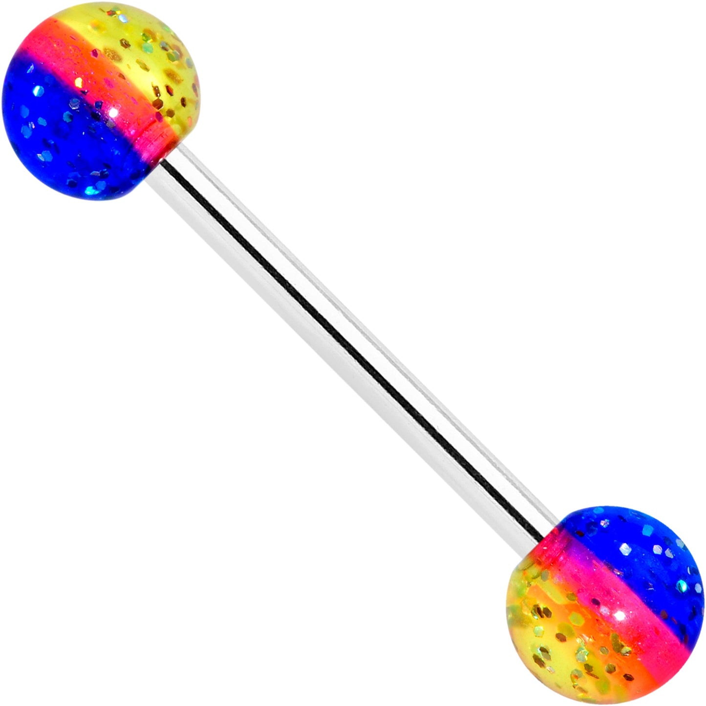 Blue Orange Yellow UV Glow Acrylic Ball Barbell Tongue Ring