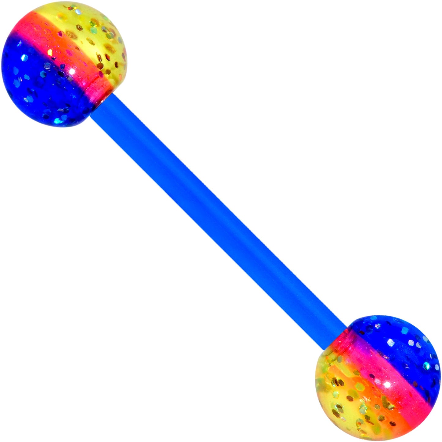 Orange Yellow Blue UV Glow Flexible Acrylic Barbell Tongue Ring
